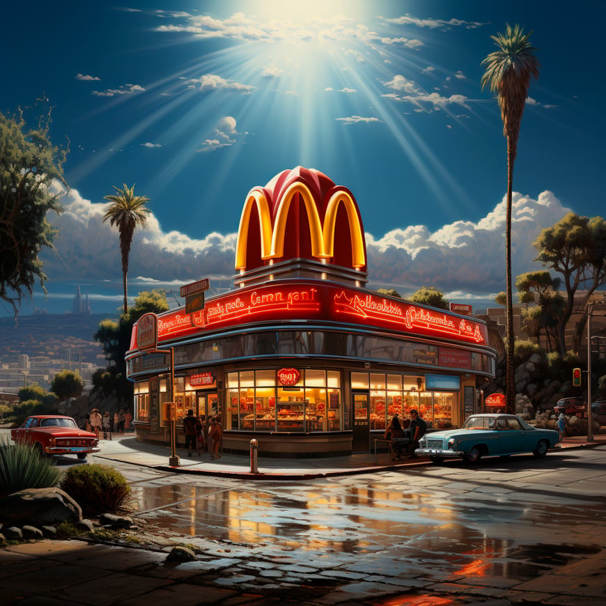 McDonald's post-guerra: 'drive-in', arcos dorados y sistema 'Speedee' en acción.