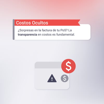 Alerta sobre costos adicionales en software de gestión de restaurantes con ícono de dólar y advertencia