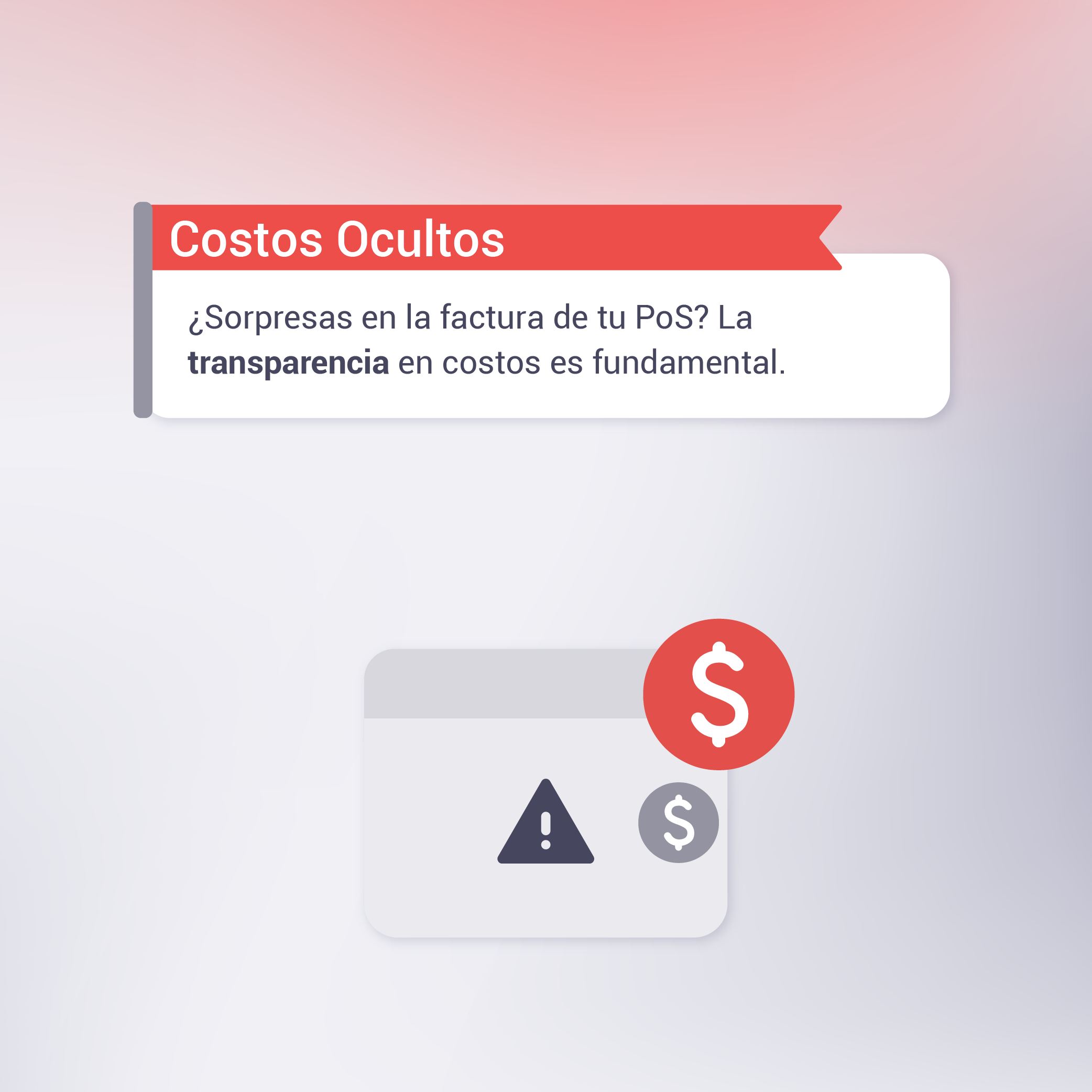 Alerta sobre costos adicionales en software de gestión de restaurantes con ícono de dólar y advertencia